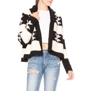 The Great. Starflower Black Cream Alpaca Blend Cardigan Small